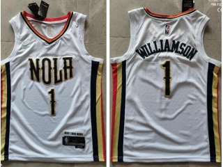 Nike New Orleans Pelicans #1 Zion Williamson 75th Eearned Jersey White