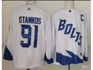 Adidas Tampa Bay Lightning #91 Steven Stamkos 2021 Stadium Hockey Jersey White