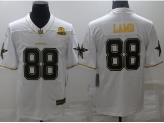 Dallas Cowboys #88 CeeDee Lamb Limited Jersey White With Golden Name