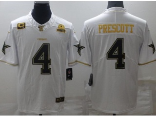 Dallas Cowboys #4 Dak Prescott Limited Jersey White With Golden Name