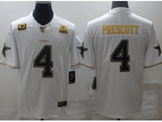 Dallas Cowboys #4 Dak Prescott Limited Jersey White With Golden Name 