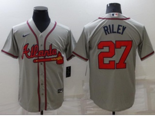 Nike Atlanta Braves #27 Austin Riley Cool Base Jersey Grey