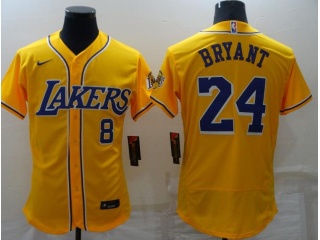Nike Los Angeles Dodgers #8/24 Kobe Bryant Flexbase Jersey Yellow 