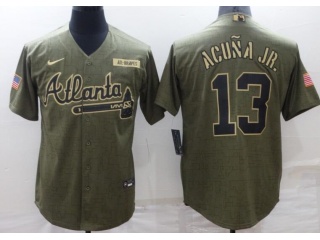 Nike Atlanta Braves #13 Ronald Acuna Jr.Salute To Service Jersey Green