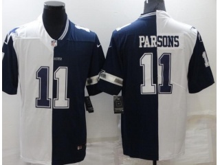 Dallas Cowboys #11 Micah Parsons Split Jersey White And Blue