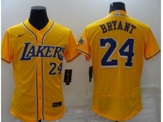 Nike Los Angeles Dodgers #8/24 Kobe Bryant Flexbase Jersey Yellow 