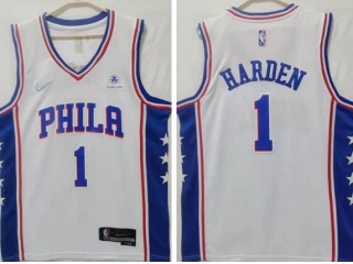 Nike Philadelphia 76ers #1 James Harden 75th Jersey White