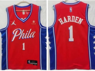 Jordan Philadelphia 76ers #1 James Harden Jersey Red