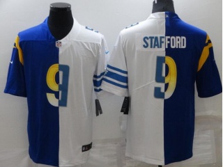 Detroit Lions & Los Angeles Rams #9 Matthew Stafford Splite Jersey White And Blue