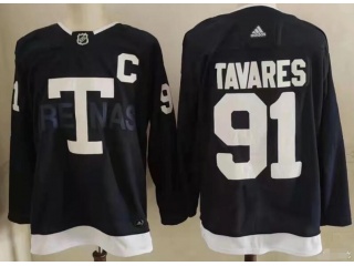 Adidas Toronto Maple #91 John Tavares Staduim Jersey Dark Blue