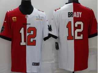  Tampa Bay Buccaneers #12 Tom Brady Split Jersey Red And White