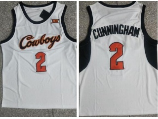 Oklahoma State Cowboy #2 Cade Cunningham Jersey White 