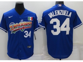 Nike Los Angeles Dodgers #34 Fernando Valenzuela Dodgers Jersey Blue