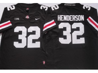 Ohio State Buckeyes #32 TreVeyon Henderson Limited Jersey Black With White Number