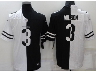 Denver Broncos #3 Russell Wilson Split Jersey Black And White 