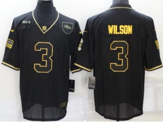 Denver Broncos #3 Russell Wilson Salute To Service Jersey Black Golden