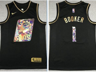 Nike Phoenix Suns #1 Devin Booker Diamond Jersey Black Golden