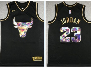 Nike Chicago Bulls #23 Michael Jordan Diamond Jersey Black Golden