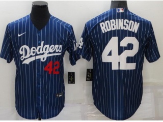 Los Angeles Dodgers #42 Jackie Robinson Pinstrip Cool Base Jersey Blue
