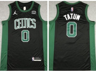 Jordan Boston Celtics #0 Jayson Tatum 75th With New Sponsor Patch Jersey Black 