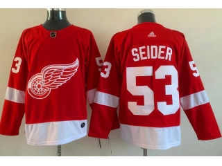 Adidas Detroit Red Wings #53 Moritz Seider Hockey Jersey Red