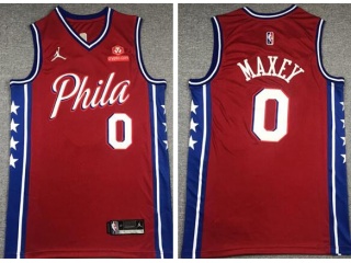 Nike Philadelphia 76ers #0 Tyrese Maxey Jersey Red