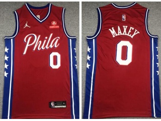 Nike Philadelphia 76ers #0 Tyrese Maxey Jersey Red