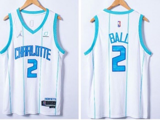 Jordan Charlotte Hornets #2 Lamelo Ball 75th Edition Jersey White