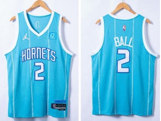 Jordan Charlotte Hornets #2 Lamelo Ball 75th Edition Jersey Teal