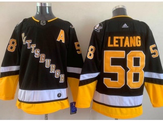 Adidas Pittsburgh Penguins #58 Kristopher Letang Black 2021 Jersey Black