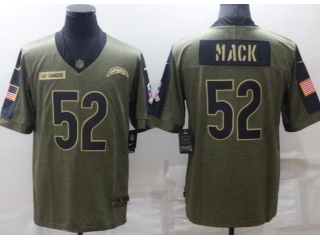 Los Angeles Chargers #52 Khalil Mack Salute To Service Jersey Green