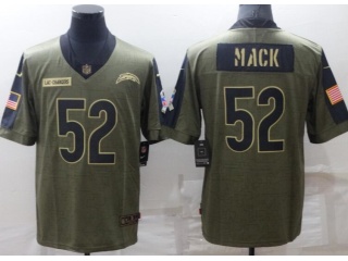 Los Angeles Chargers #52 Khalil Mack Salute To Service Jersey Green 