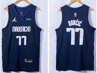 Jordan Dallas Mavericks #77 Luka Doncic Finished 75th Jersey Navy Blue