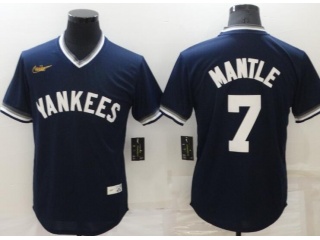 Nike New York Yankees #7 Mickey Mantle Throwback Jersey Blue