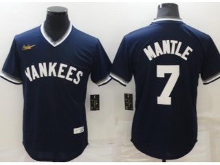Nike New York Yankees #7 Mickey Mantle Throwback Jersey Blue 