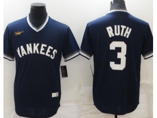 Nike New York Yankees #3 Babe Ruth Throwback Jersey Blue