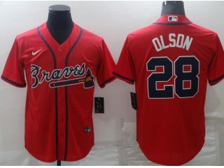 Nike Atlanta Braves #28 Matt Olson Cool Base Jersey Red