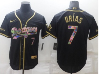 Nike Los Angeles Dodgers #7 Julio Urias RainBow Jersey Black
