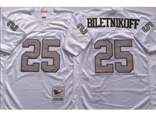 Oakland Raiders #25 Fred Biletnikoff With Silver Number Throwabck Jersey White