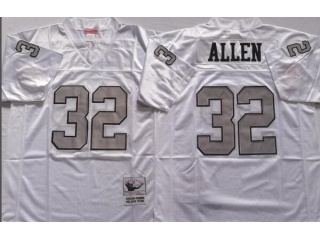 Oakland Raiders #32 Marcus Allen With Silver Number Throwabck Jersey White