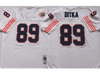 Chicago Bears #89 Mike Ditka With Big Number Throwback Jersey White