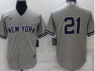 Nike New York Yankees #21 Cool Base Jersey Grey
