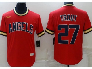 Nike Los Angeles Angels #27 Mike Trout Throwback Jersey Red