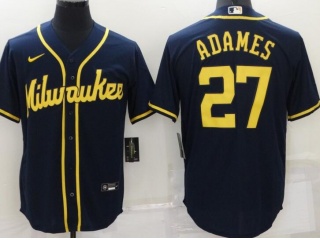 Nike Milwaukee Brewers #27 Willy Adames Cool Base Jersey Blue