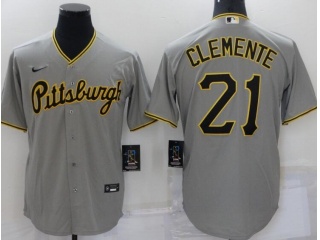 Nike Pittsburgh Pirates #21 Robert Clemente With Pittsburgh Cool Base Jersey Grey