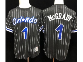 Orlando Magic #1 Tracy McGrady Throwabck Short Slevees Jersey Black