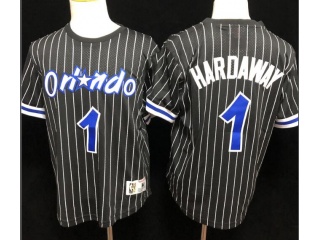 Orlando Magic #1 Penny Hardaway Throwabck Short Slevees Jersey Black 