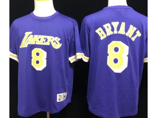 Los Angeles Lakers #8 Kobe Bryant Throwabck Short Slevees Jersey Purple