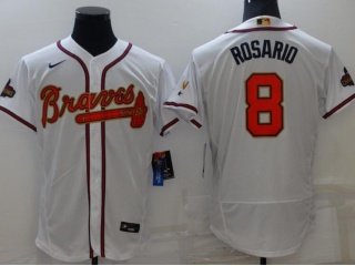 Nike Atlanta Braves #8 Eddie Rosario Gold Program Champion Flexbase Jersey White