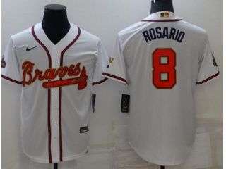 Nike Atlanta Braves #8 Eddie Rosario Gold Program Champion Cool Base Jersey White